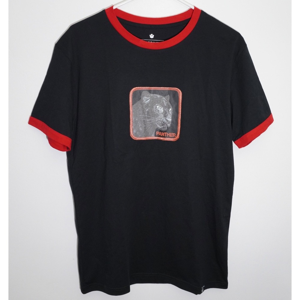 Goorin Bros Panther Black Red 100% Cotton Graphic Tee Men's Shirt Medium